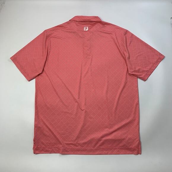FootJoy Polo Shirt Mens XL Extra Large Salmon Diamond Print Performance Golf - Picture 7 of 9